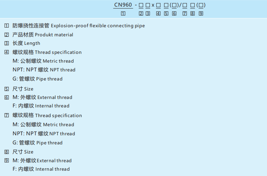 Взрывозащищенный гибкий трубопровод CN960